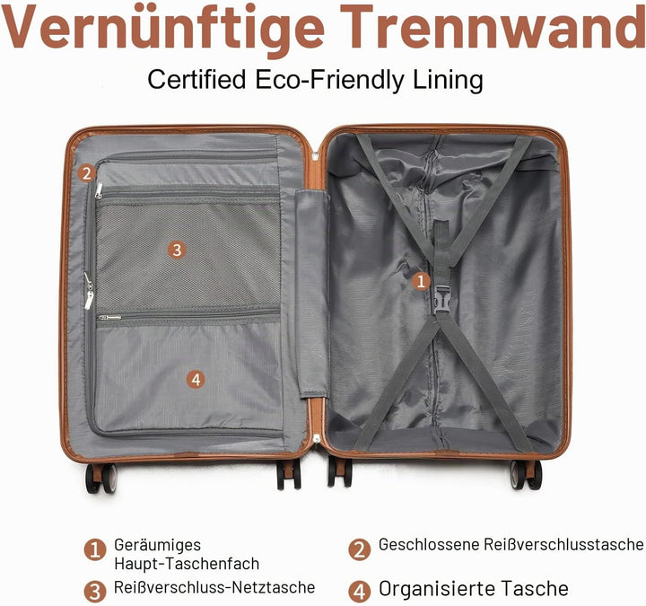 British Traveller Koffer Trolleys Set Hartschalenkoffer Reisekofferset 100% PP Handgepäck Rollkoffer