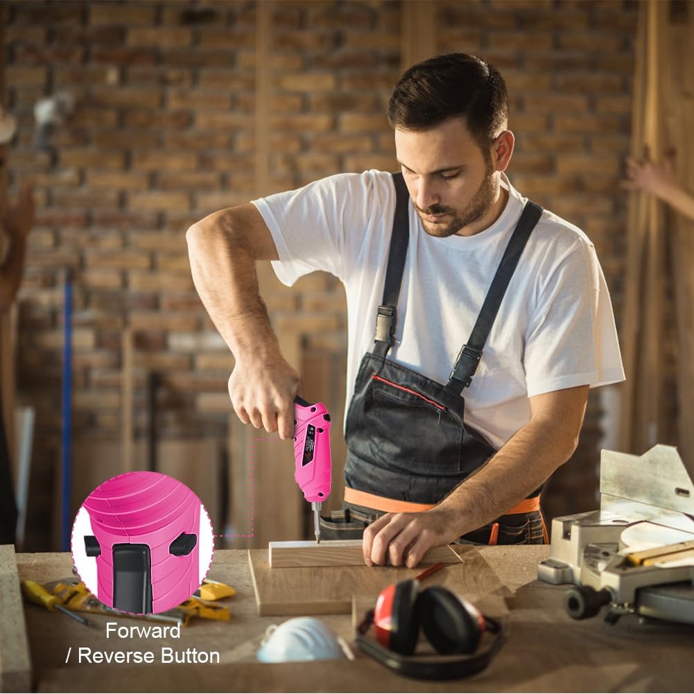 Pink - Elektroschrauber flintronic Akkuschrauber Klein, Mini con LED-Licht, 1300mAh Akku Wiederaufla