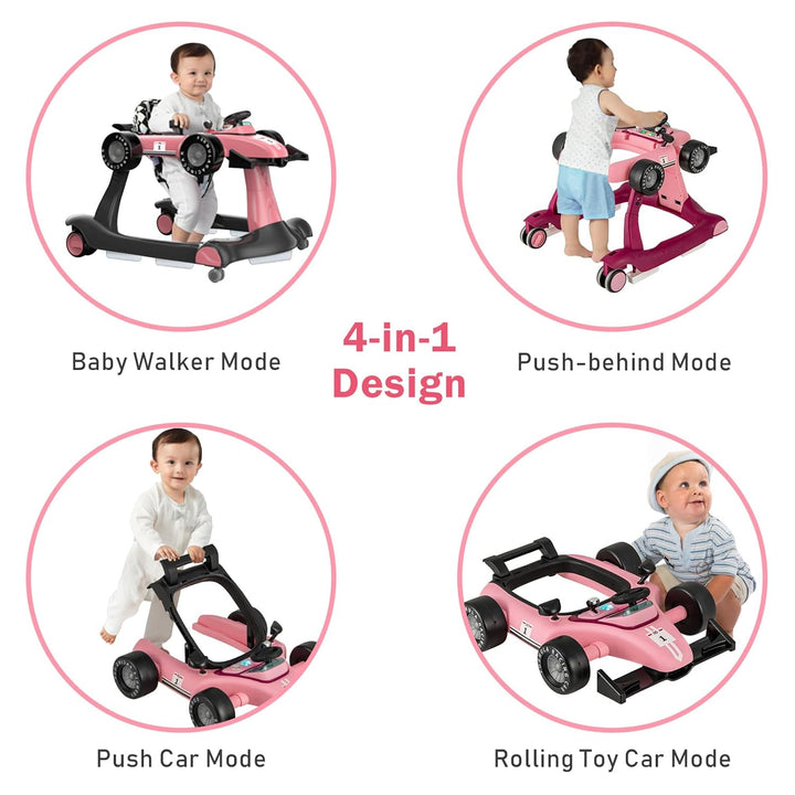 LIFEZEAL 4 in 1 Lauflernhilfe Baby, Höhenverstellbares &amp; Klappbares Babywalker, Baby Gehfrei ab 6 Mo