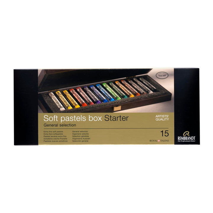 Rembrandt Professionelles Weiche Pastelle Set im luxuriösen Holzkasten | Allgemeine Farbauswahl | 15