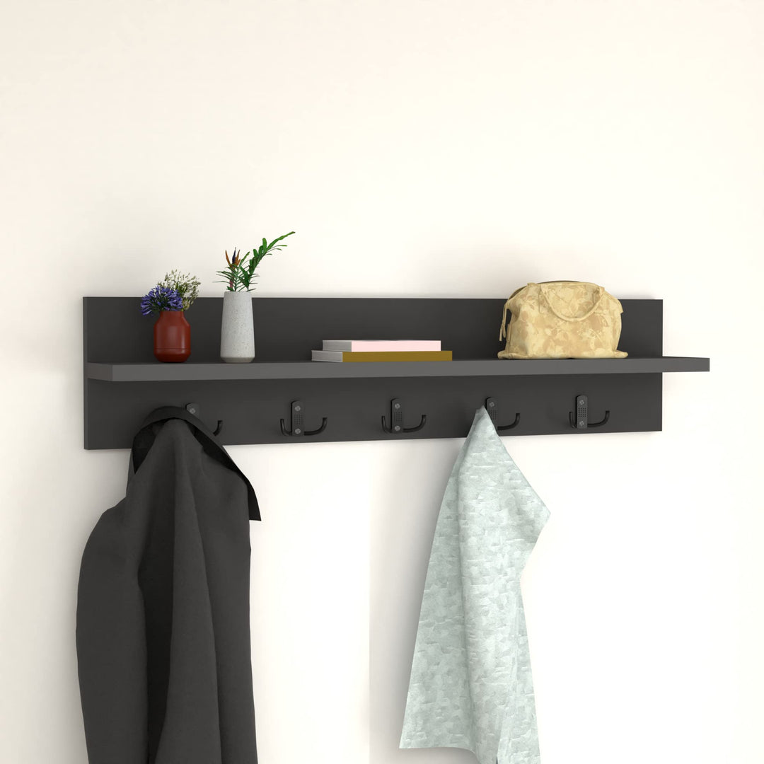 [en.casa] Wandgarderobe Hammarö mit 10 Garderobenhaken Anthrazit Garderobenleiste Flurgarderobe mit
