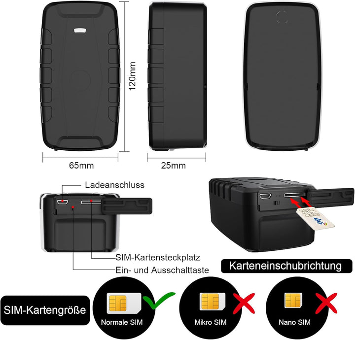 TKMARS 4G GPS Tracker Auto GPS Tracker Ohne ABO 20000mah,Standby-Zeit Von 240 Tagen mit Kostenloser