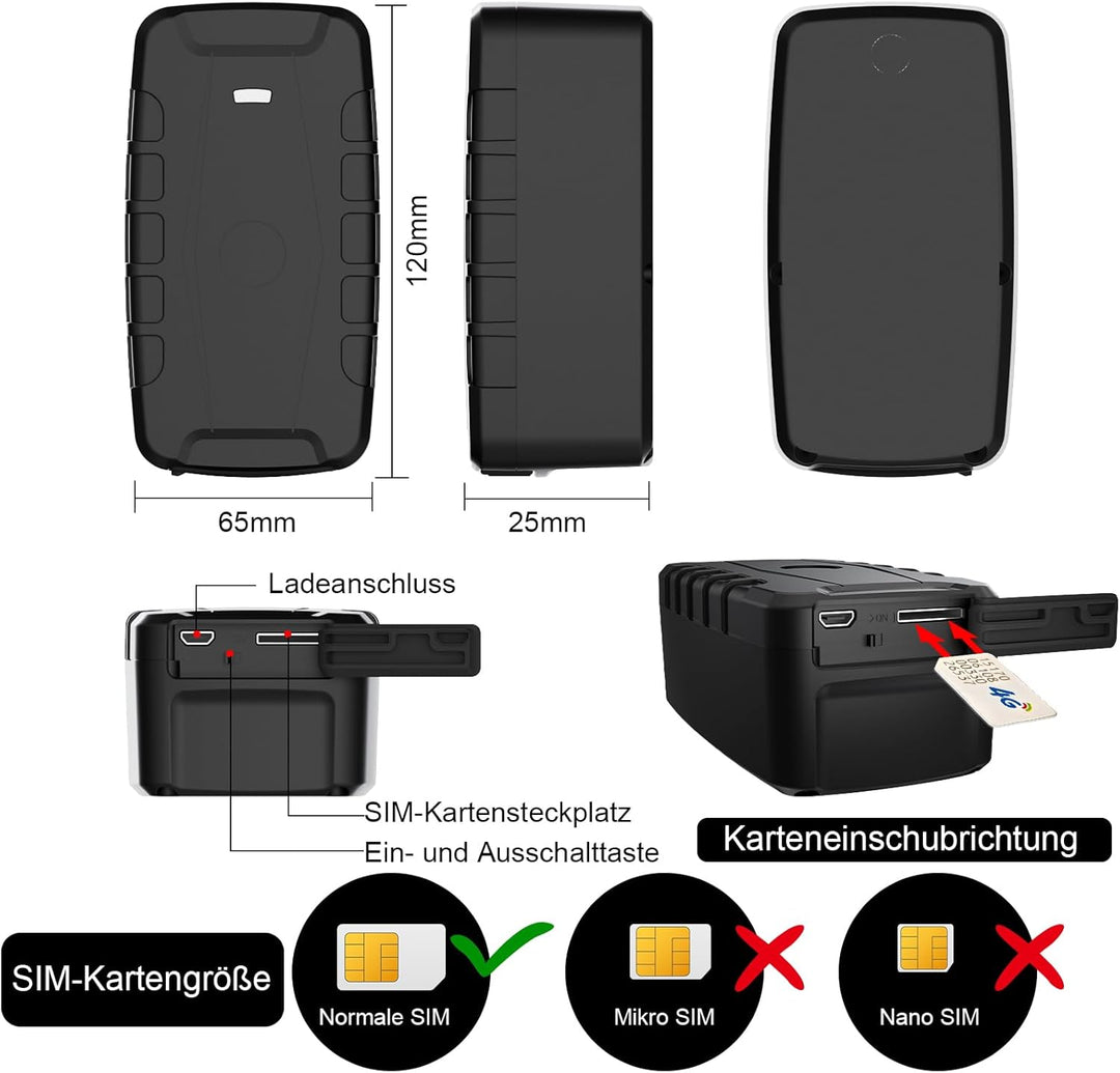 TKMARS 4G GPS Tracker Auto GPS Tracker Ohne ABO 20000mah,Standby-Zeit Von 240 Tagen mit Kostenloser