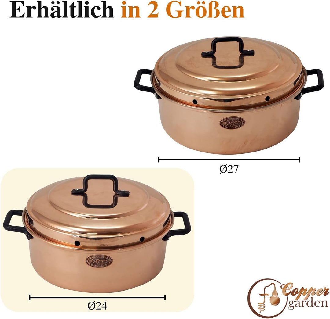CopperGarden Aura24 Backtopf aus Kupfer I Kupfertopf für Camping/Gasherd/Grill & Lagerfeuer I Kupfer