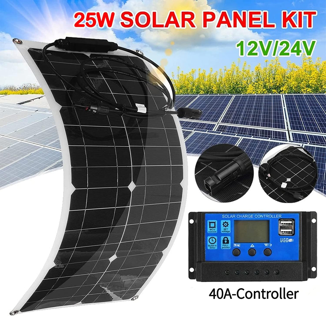 25 Watt 12 Volt flexibles monokristallines Solarpanel für Wohnmobile Camper Van Boote und mehr (1 ×4