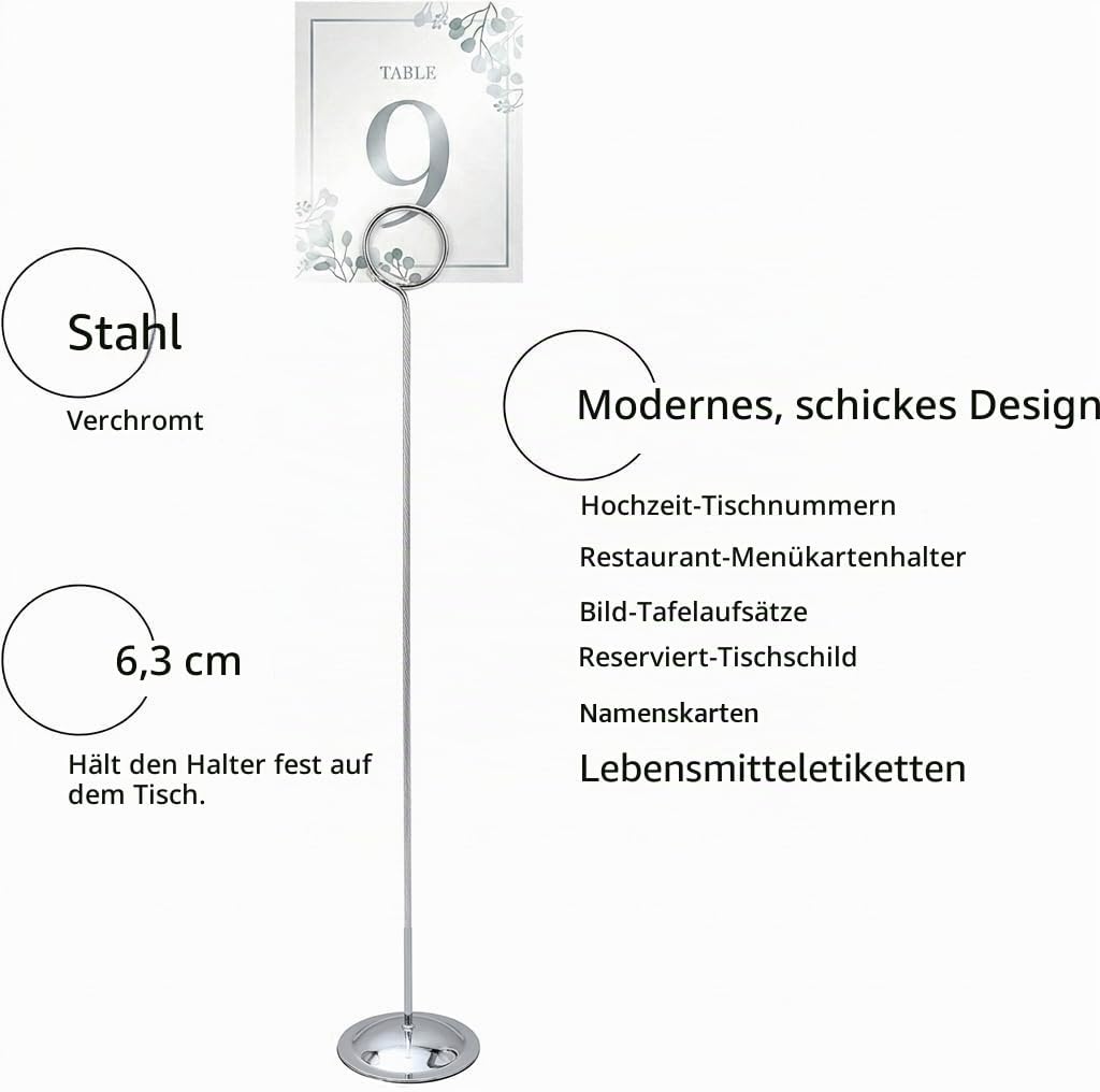 HOHIYA Tischnummernhalter Tischkartenhalter Tischkarte Tischnummer Ständer für Hochzeiten, 30,5 cm h