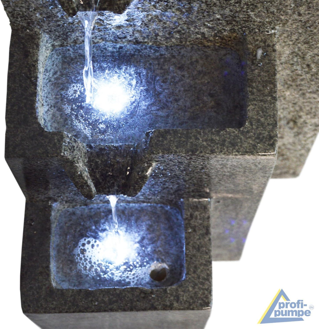 Amur Gartenbrunnen Brunnen Zierbrunnen Zimmerbrunnen Brunnen GRANITWAND-Kaskade mit LED-Licht 230V W