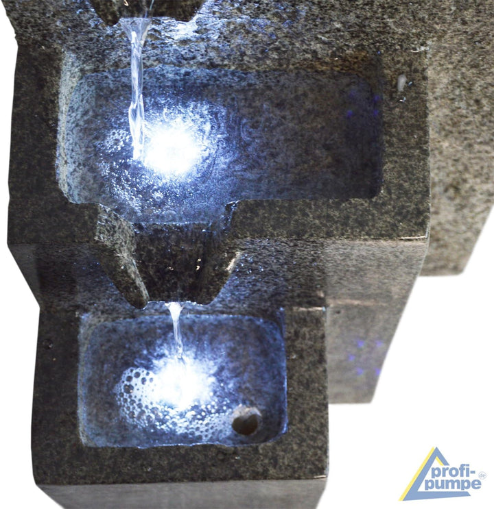 Amur Gartenbrunnen Brunnen Zierbrunnen Zimmerbrunnen Brunnen GRANITWAND-Kaskade mit LED-Licht 230V W