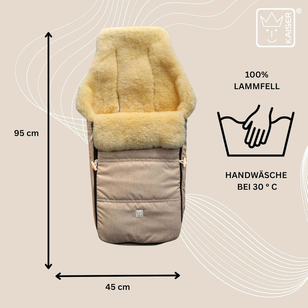 Kaiser Dublas 2.0 Lammfell-Fusssack für Kinderwagen, 95 x 45 cm, Wasserabweisend (ginger), ginger