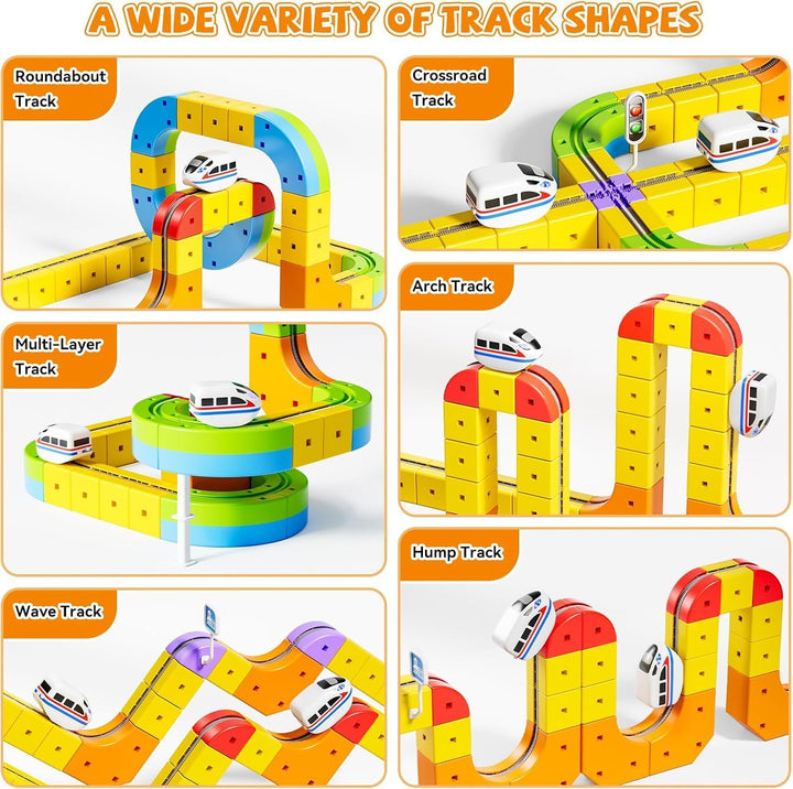 Umikk Clickrail Electric Train Set Flexible Race Track, Magic Rail Block, Magic Rail Block mit Schwe