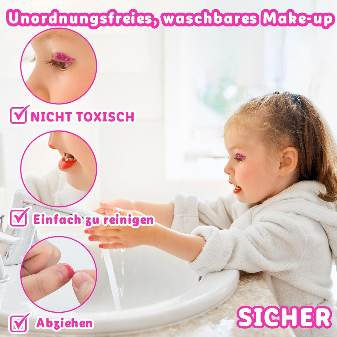 Hollyhi 58Pcs Wirklich Kinderschminke Set, Sicher Waschbar Schminkkoffer Mädchen Schminke Spielzeug,
