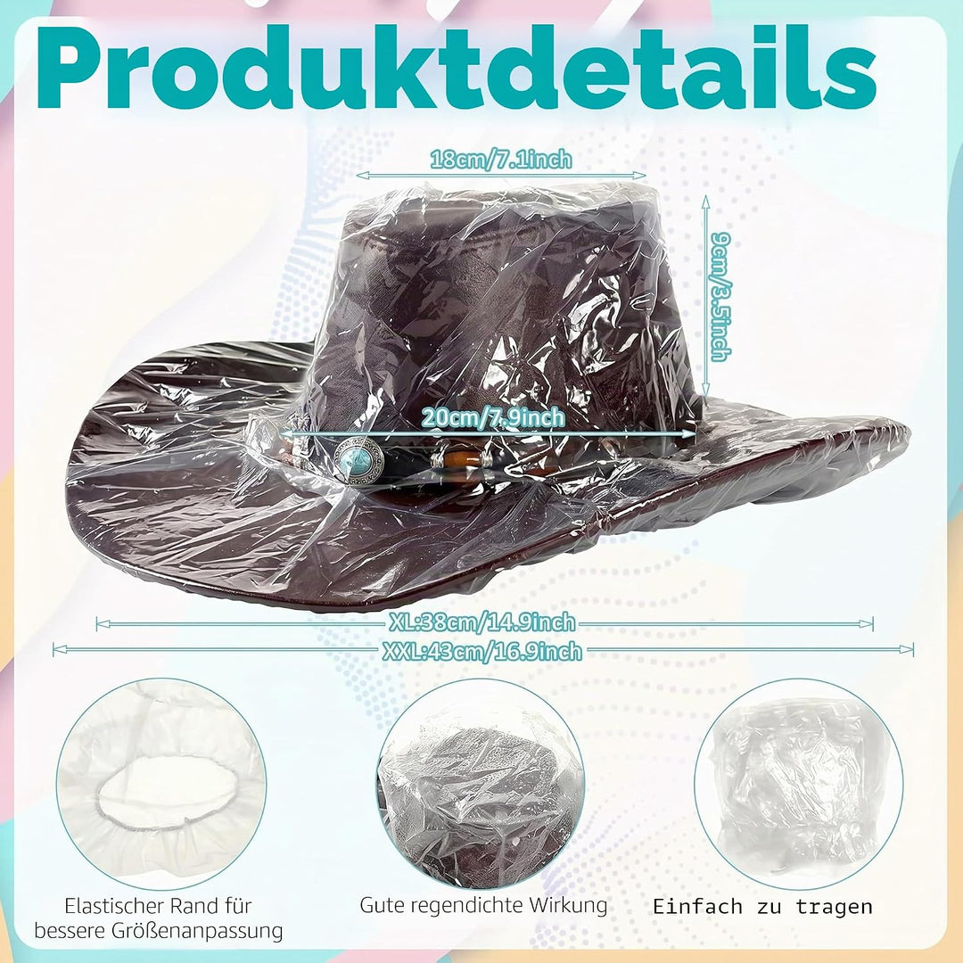 10 Stück Hut Regenschutz Wasserdicht Cowboy Hut Abdeckung Transparent Elastische Hut Kunststoff Abde
