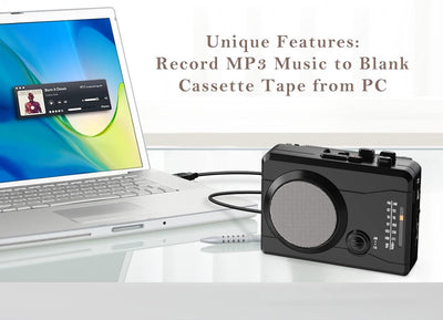 DIGITNOW!Kassettenrekorder USB Kassetten Digitalisieren mit Lautsprecher & Mikrofon, Radio FM/AM,Enc