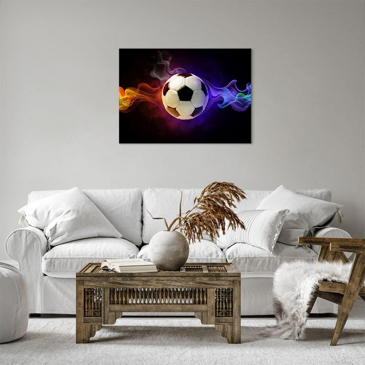 Bilder auf Leinwand Abstrakt ball flamme fussball Leinwandbild 70x50cm Wandbilder Dekoration Wohnzim