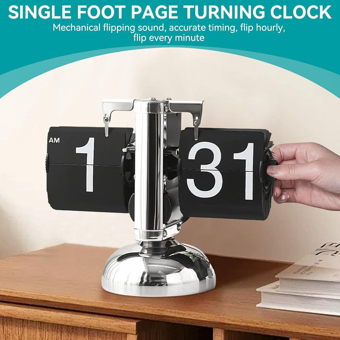 HERCHR Flip-Schreibtischuhr, Retro-Digital-Flip-Down-Uhr, Retro-Minimalist-Einfuss-mechanische Auto-