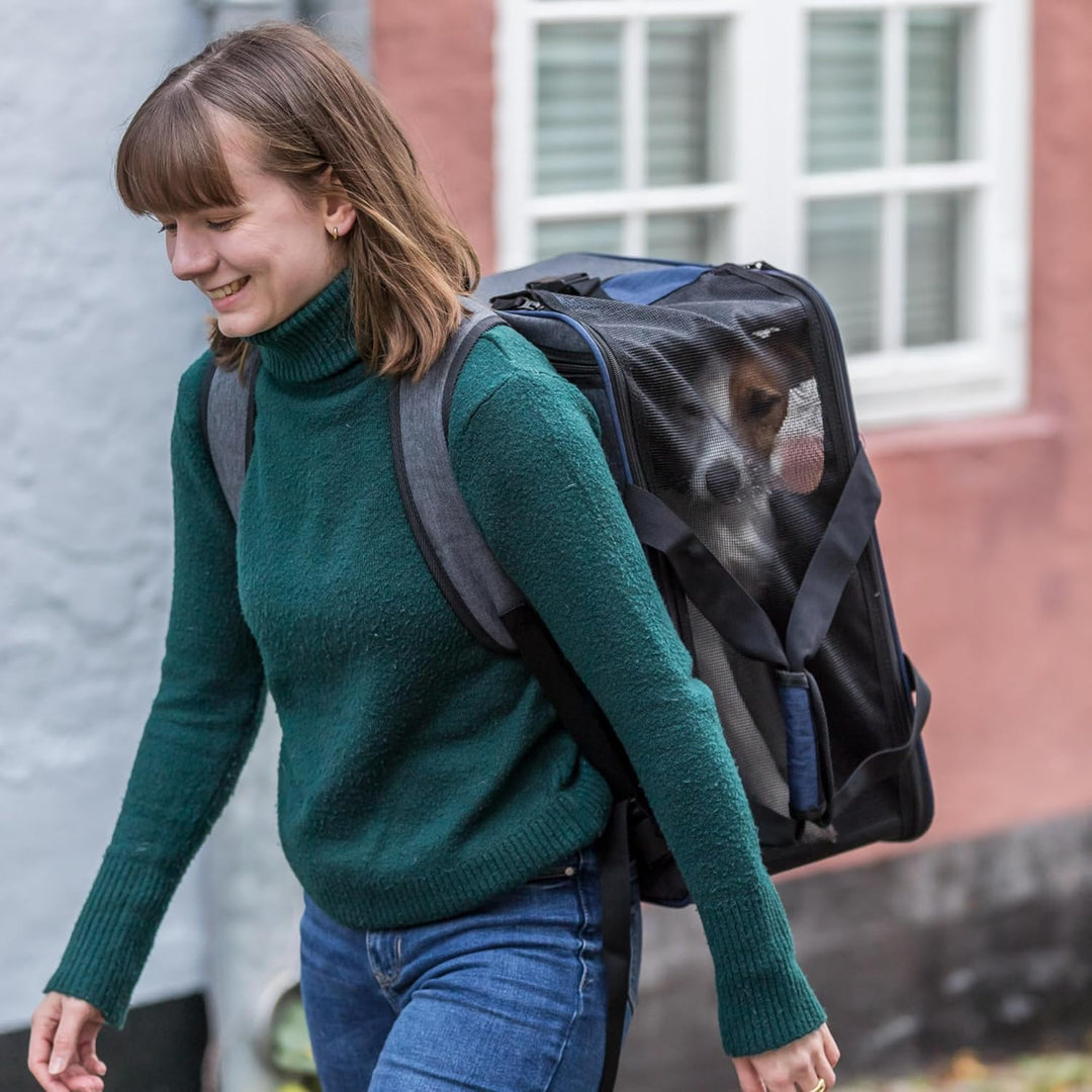 TRIXIE Rucksack & Tasche Tara 2 in 1 - grau/blau 25 × 38 × 50 cm Grau L 50 x B 25 x H 50 cm, Grau L