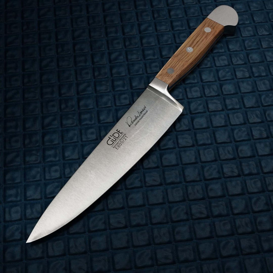 Güde Alpha-Eiche Serie Klingenlänge: 21 cm Fasseichenholz Kochmesser, Chromstahl, E805/21, Kochmesse