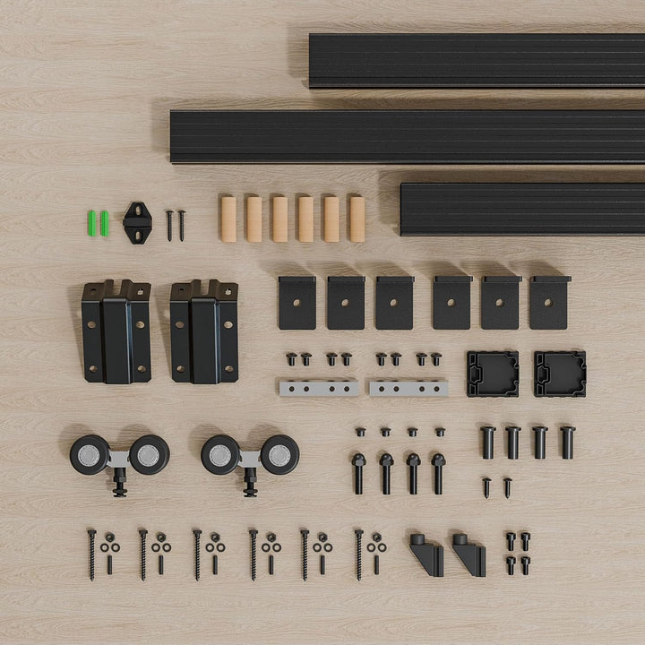 TSMST 6.6FT/200CM Kastenschiene Schiebetürsystem Komplett-Set Aluminiumlegierung Wandhalterung,Schie