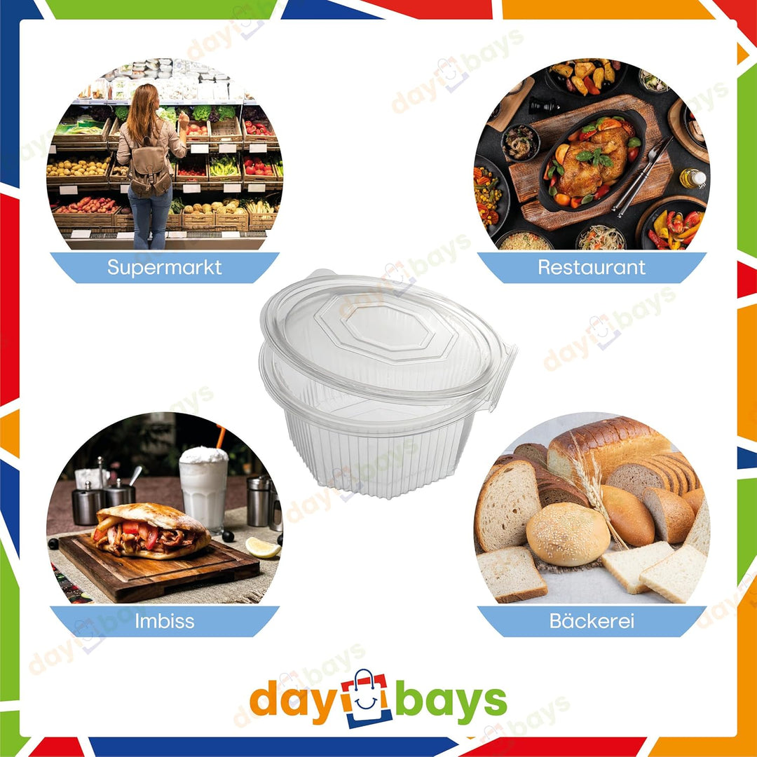 Haushaltsbox PP 8 Eckig Salat-Box Alpha mit anhängendem Deckel Transparent Salad Cups Verpackungsbec