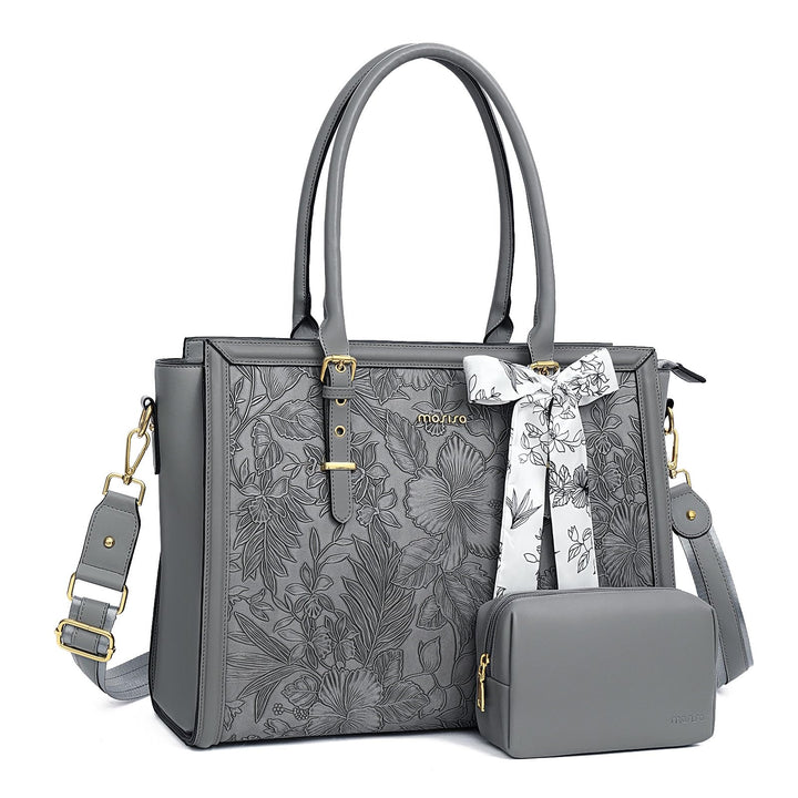 MOSISO Laptop Tasche für Frauen,17,3 Zoll PU Leder Tote Bag Kompatibel mit MacBook,HP,Dell,Asus Note