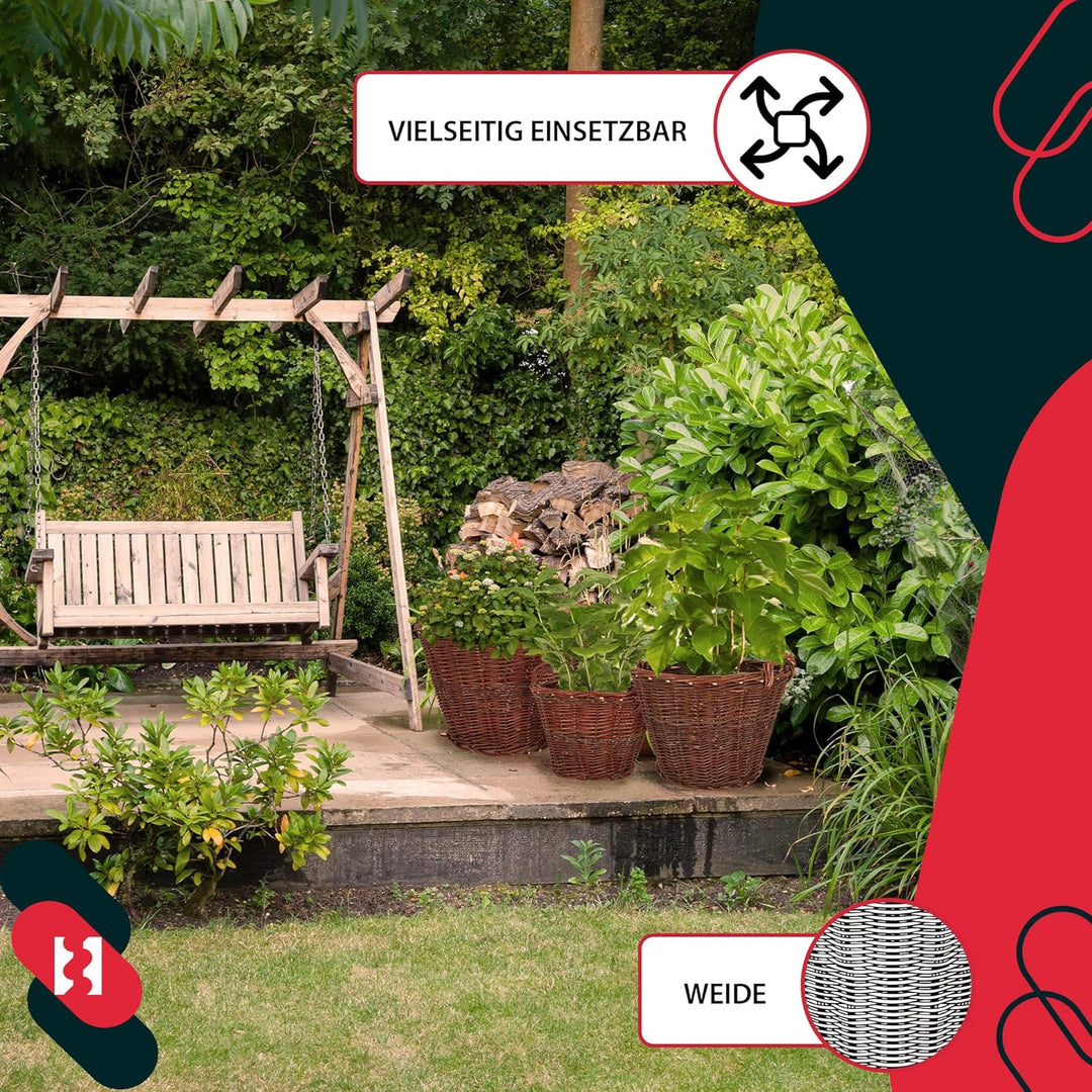 KOTARBAU® Weidenkorb mit Griffen - ø 60 cm - Blumen Korb - Aufbewahrung von Spielzeug - Holzkorb für