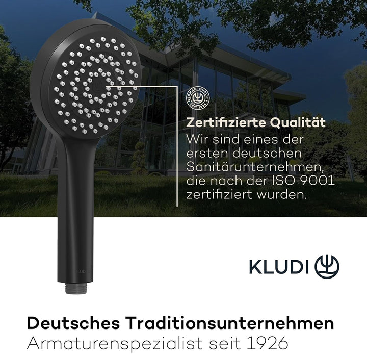 KLUDI-X1 Universal Duschkopf wassersparend als Option, Duschbrause mit 1 Strahlart, runder Brausekop