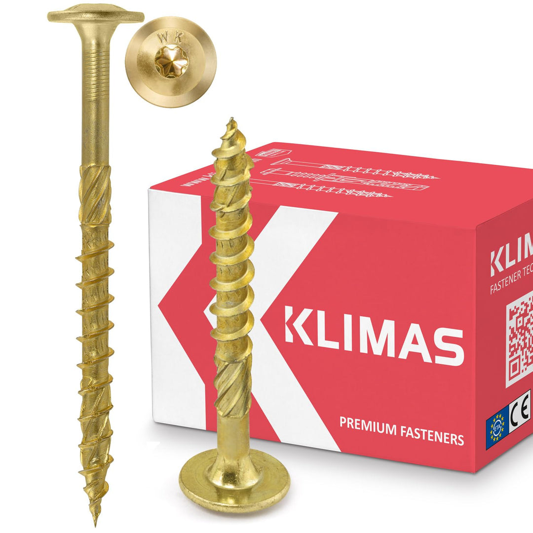 KLIMAS Holzschrauben Torx - Tellerkopfschrauben TX Gelb Schrauben - Flachkopfschrauben Holz - Teller