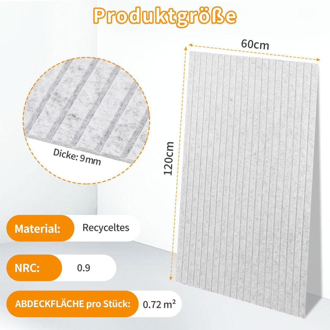 8.64㎡ Akustikpaneele 120x60 cm 12er Selbstklebend Akustikplatten Schallschutzplatten für Homeoffice