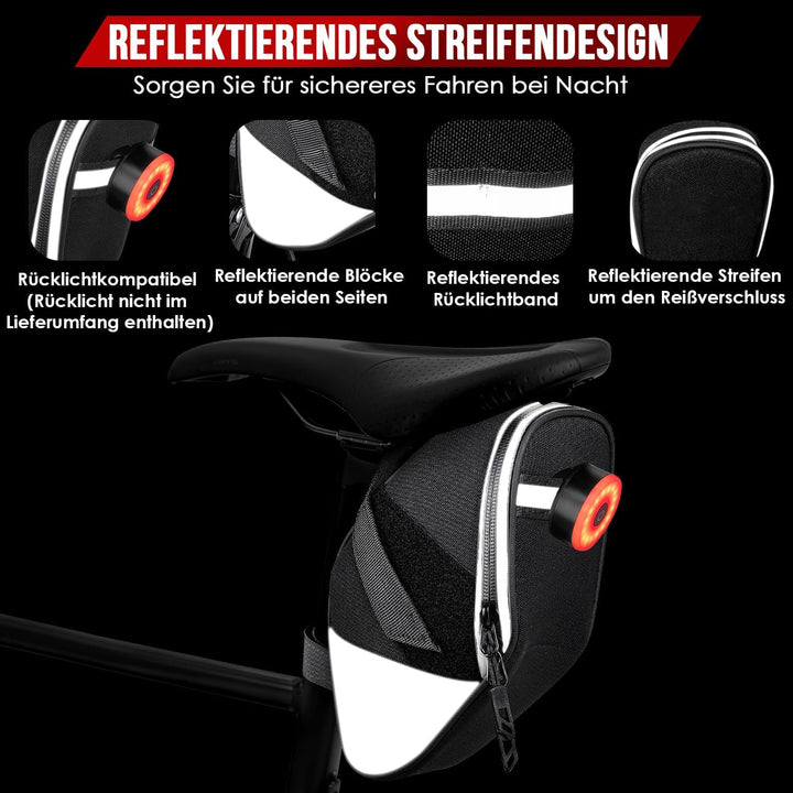 Fahrrad Satteltasche, Wasserfest und reflektierende Outdoor Satteltaschen für Fahrrad, 1.5L Leichte