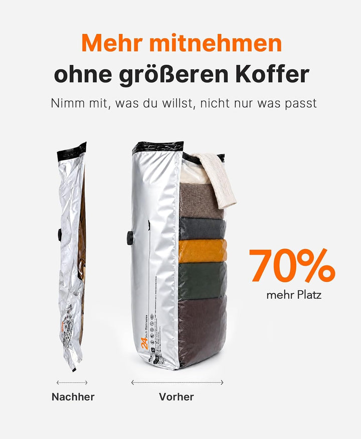 Vacbird 15 Stück Vakuumbeutel für Kleidung mit wiederaufladbarer elektrischer USB-Pumpe, 5× 40×54 cm