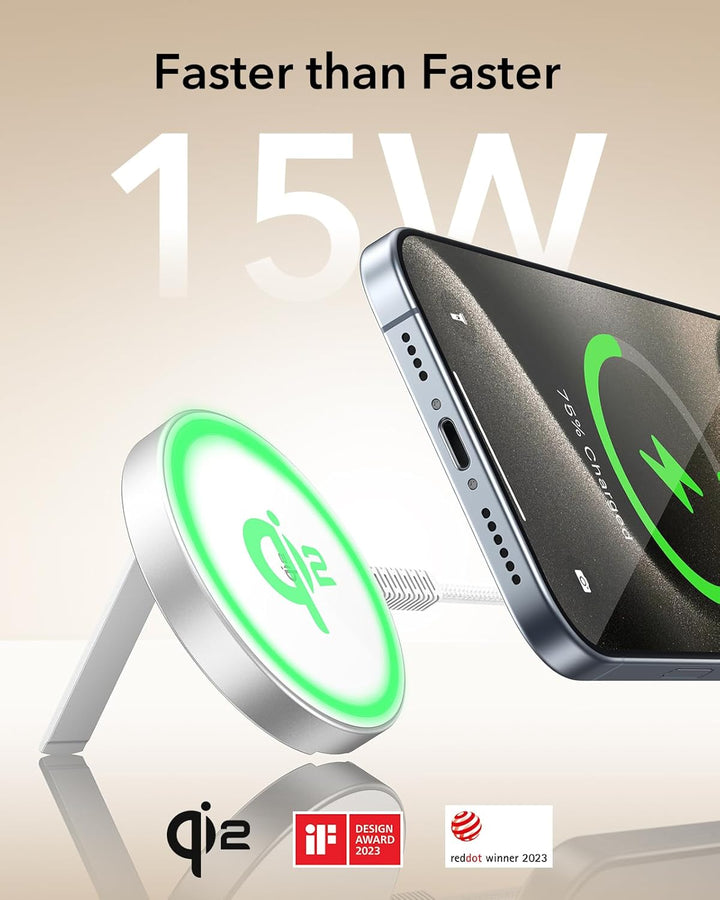 ESR für Magsafe Ladegerät 15W,Wireless Charger mit Ständer für iPhone 17/17e/16/15/14/13/12, AirPods