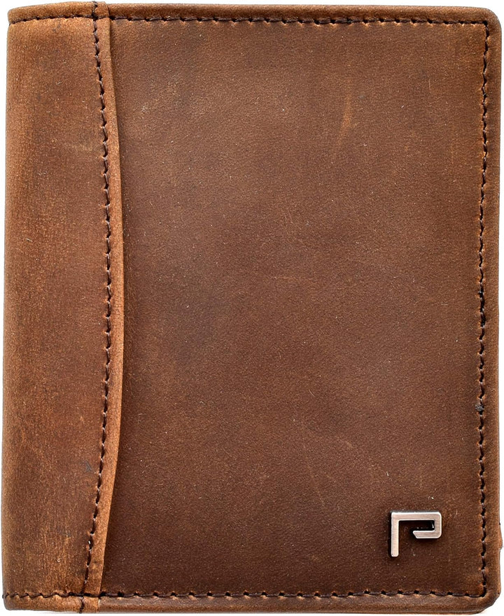 Portmonee Männer | Geldbörse Leder Herren RFID Schutz | mit Münzfach [Used-Look Vintage braun] Crazy