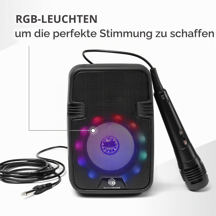 Music Sound | Speaker Karaoke | Bluetooth-Lautsprecher mit LED-Licht - 5 Watt Leistung