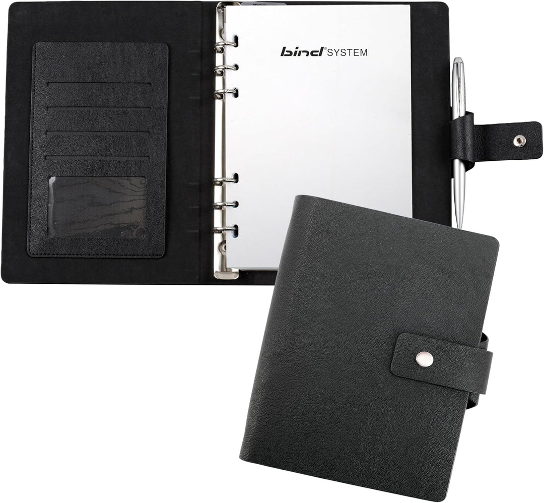 bind 15801 - Terminplaner mit Ringmechanik DIN A5, Organizer aus Lederimitat, Systemplaner in schwar