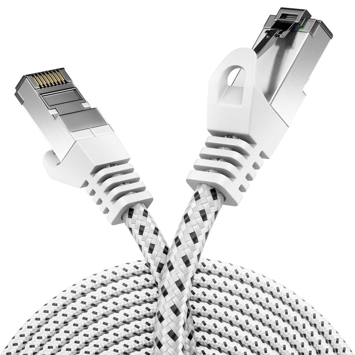 deleyCON 15m CAT7 LAN Kabel - Netzwerkkabel mit Kupfer & Nylonmantel - AWG27 600 MHz 10 Gbit/s S-FTP