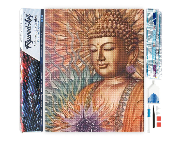 Figured'Art Diamond Painting Erwachsene 40x50cm Ganze Leinwand gerollt Buddha 5D Bilder Eckige Stein