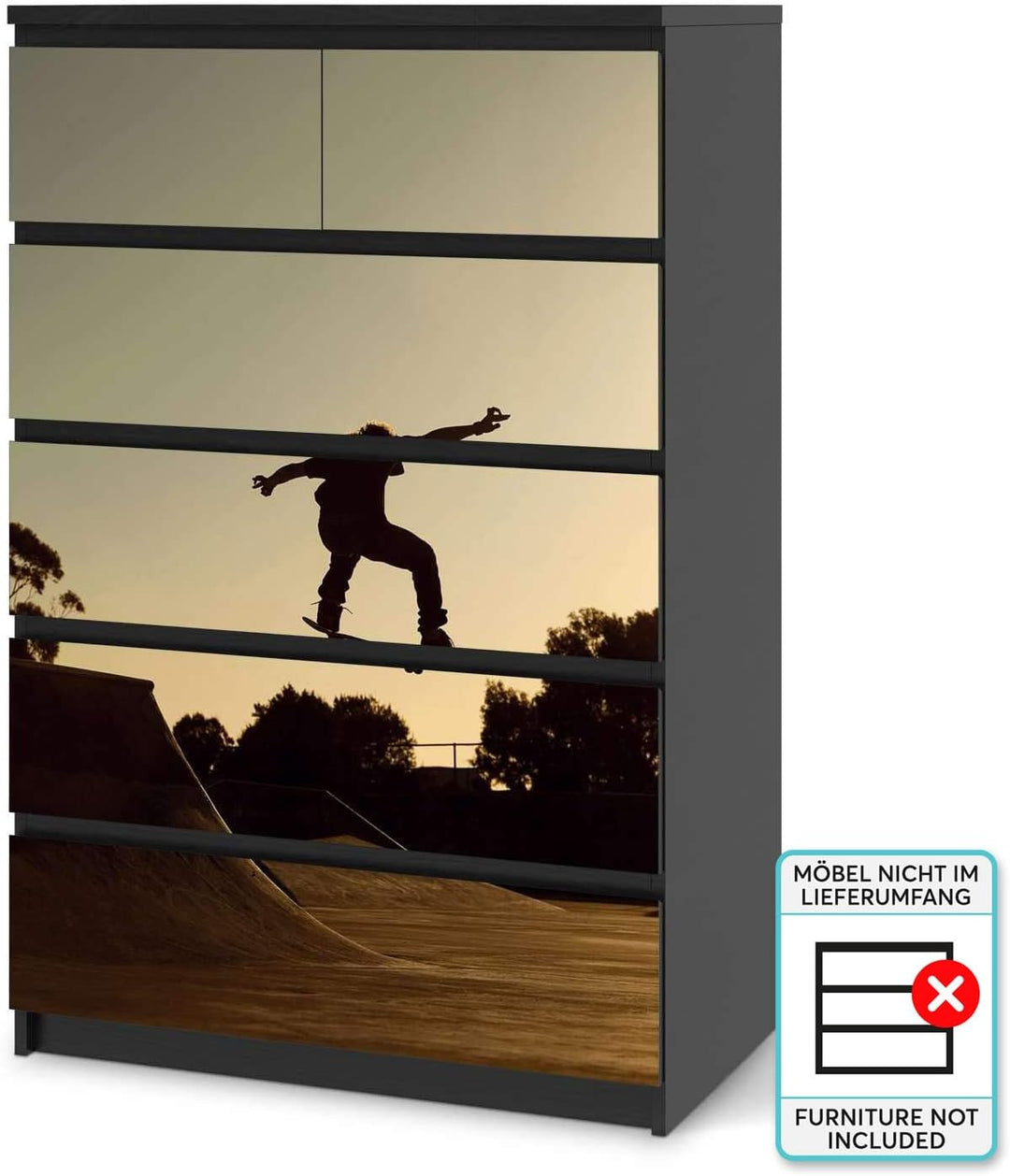 Möbelfolie selbstklebend für Kinder - passend für IKEA Malm Kommode 6 Schubladen (hoch) I Tolle Möbe