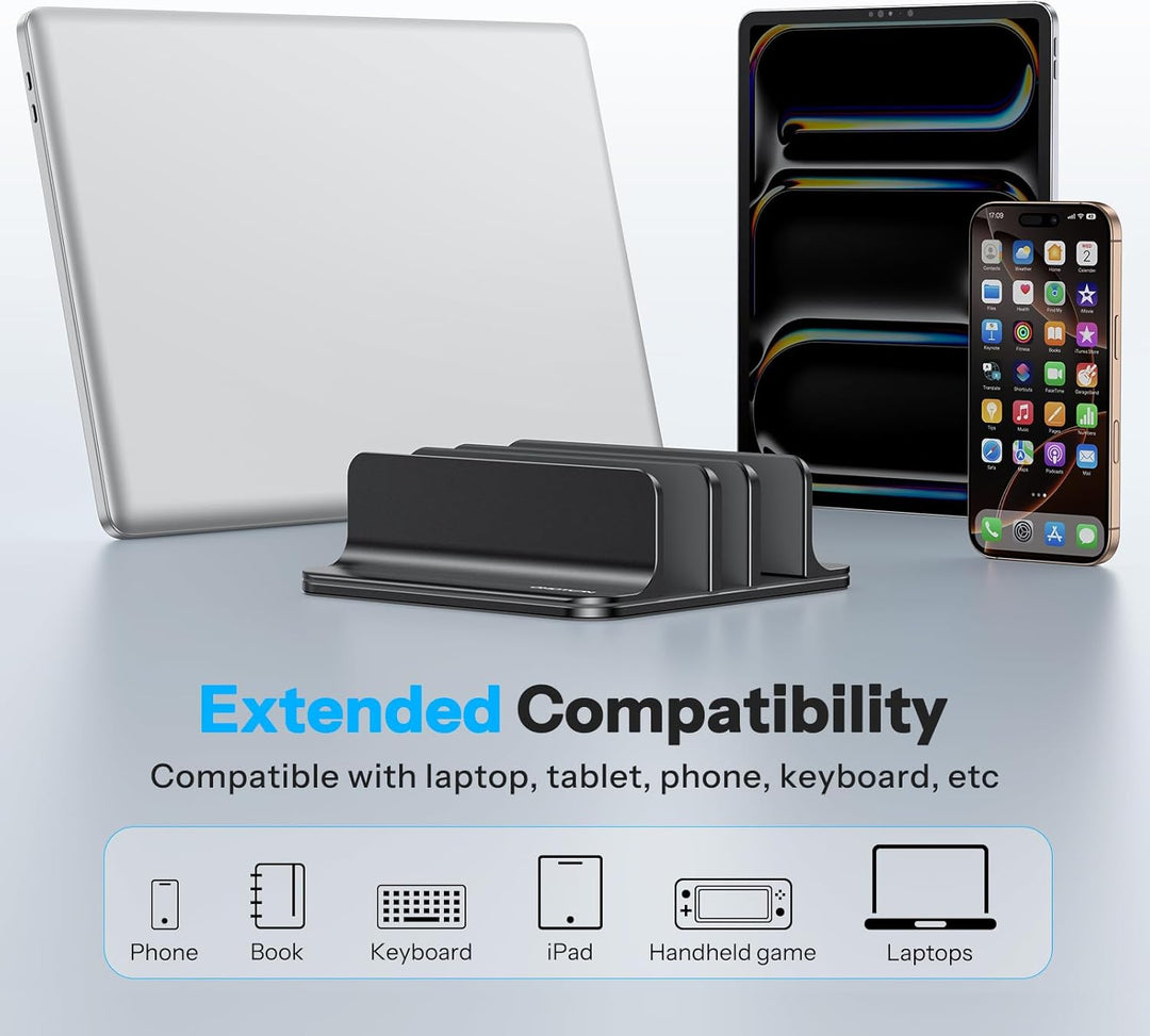 OMOTON 3 Slot Aluminium Vertikal Laptop Ständer, Verstellbarer Notebook Ständer, Laptop Halterung fü