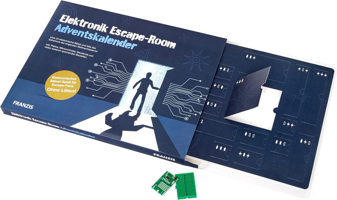 FRANZIS 67154 - Elektronik Escape Room Adventskalender, 24 Tage elektronischer Rätselspass, ohne Löt