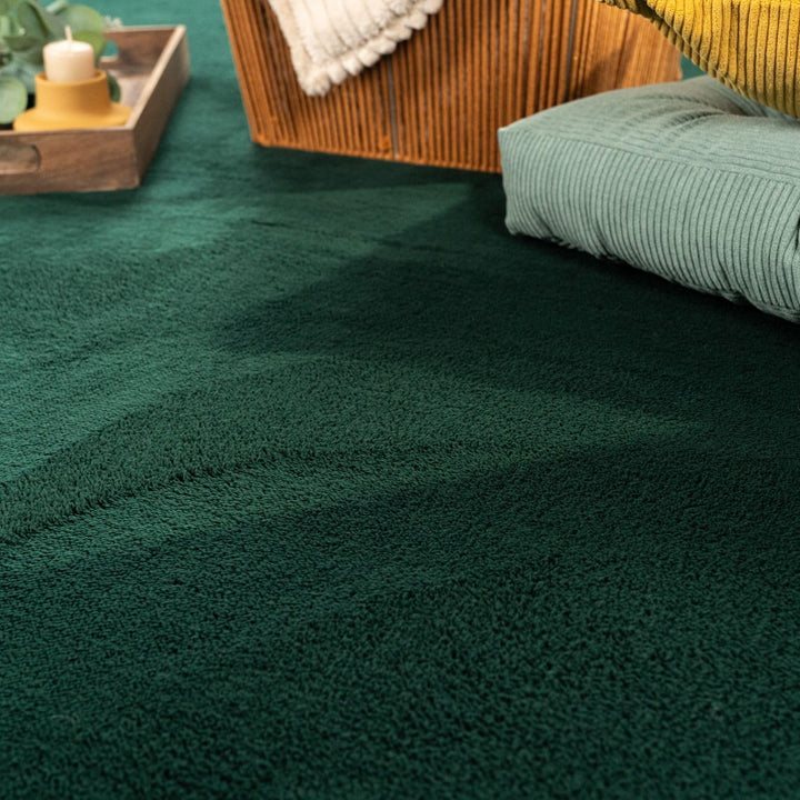 TT Home Teppich Wohnzimmer Kurzflor Anti-Rutsch Rückseite Einfarbiges Design Waschbar, Farbe: Dunkel