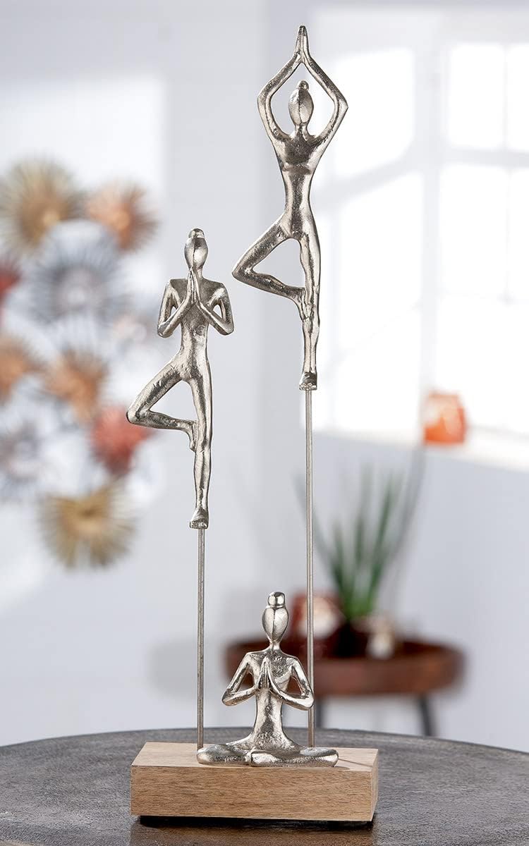 Casablanca Holz Deko Skulptur Yogagruppe - Deko Wohnzimmer - Geschenk - Höhe 51 cm