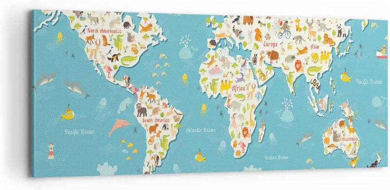 Bilder auf Leinwand 100x40cm Leinwandbild Geographie Globus Grafik Illustration Gross Wanddeko Bild