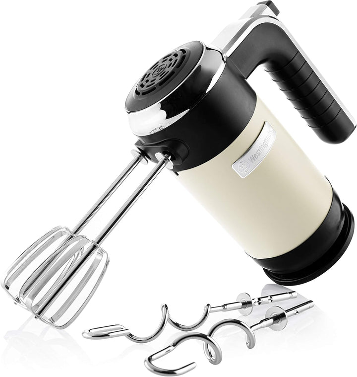 Westinghouse Retro Handmixer, 5 Geschwindigkeitsstufen + Turbofunktion, 2 Rührbesen, 2 Knethaken, LC