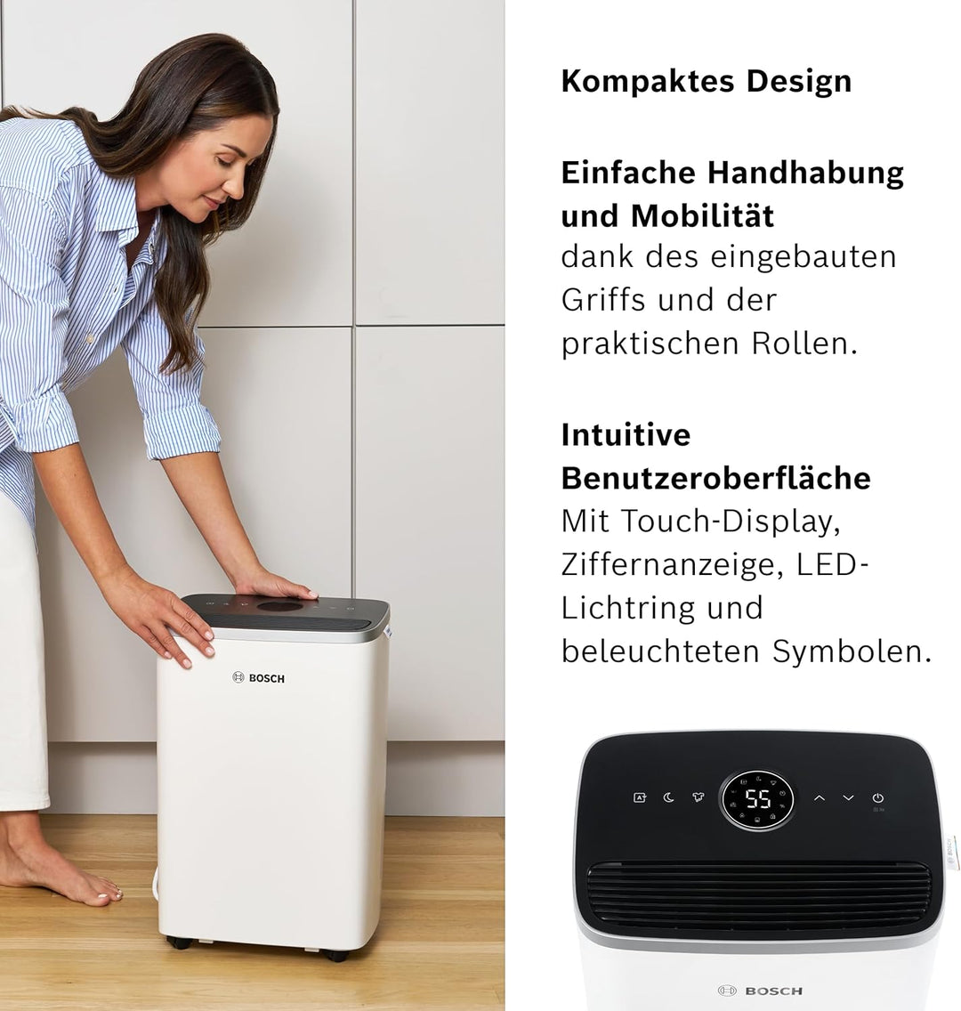 Bosch Dry 4000 Luftentfeuchter - Einfach. Effizient. Leise. - Für Räume bis zu 33 m² - Ideal für Dei