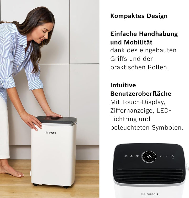 Bosch Dry 4000 Luftentfeuchter - Einfach. Effizient. Leise. - Für Räume bis zu 33 m² - Ideal für Dei