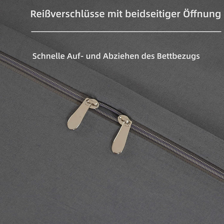 AYSW 100% Baumwolle Bettwäsche mit Reissverschluss 155x220 cm Grau 1 Bettbezug mit 1 Kopfkissenbezug