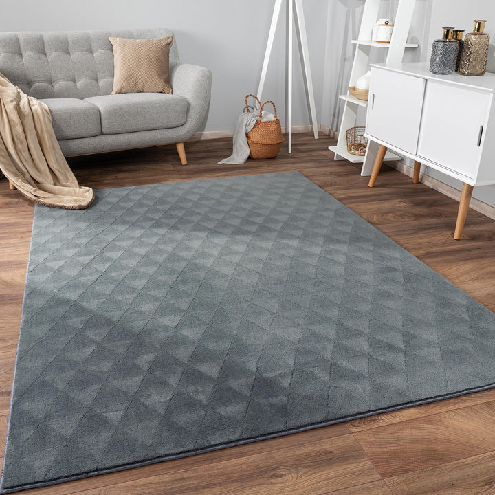 Paco Home Teppich Wohnzimmer Schlafzimmer Kurzflor rutschfest Skandinavisches Boho Design Einfarbig