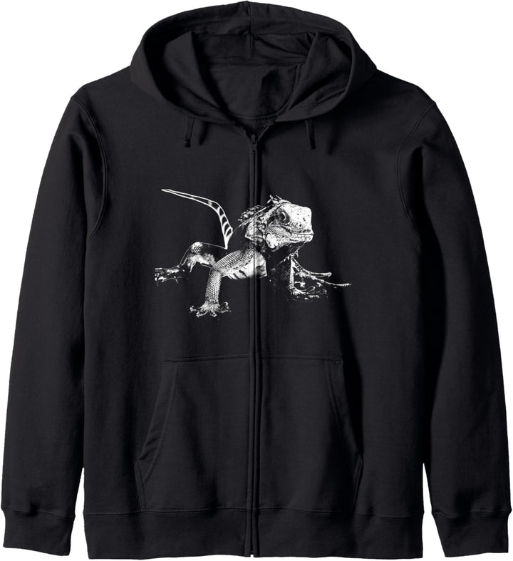 Iguana Eidechse Reptilien Vintage Distressed Grafik Zoo Lover Kapuzenjacke