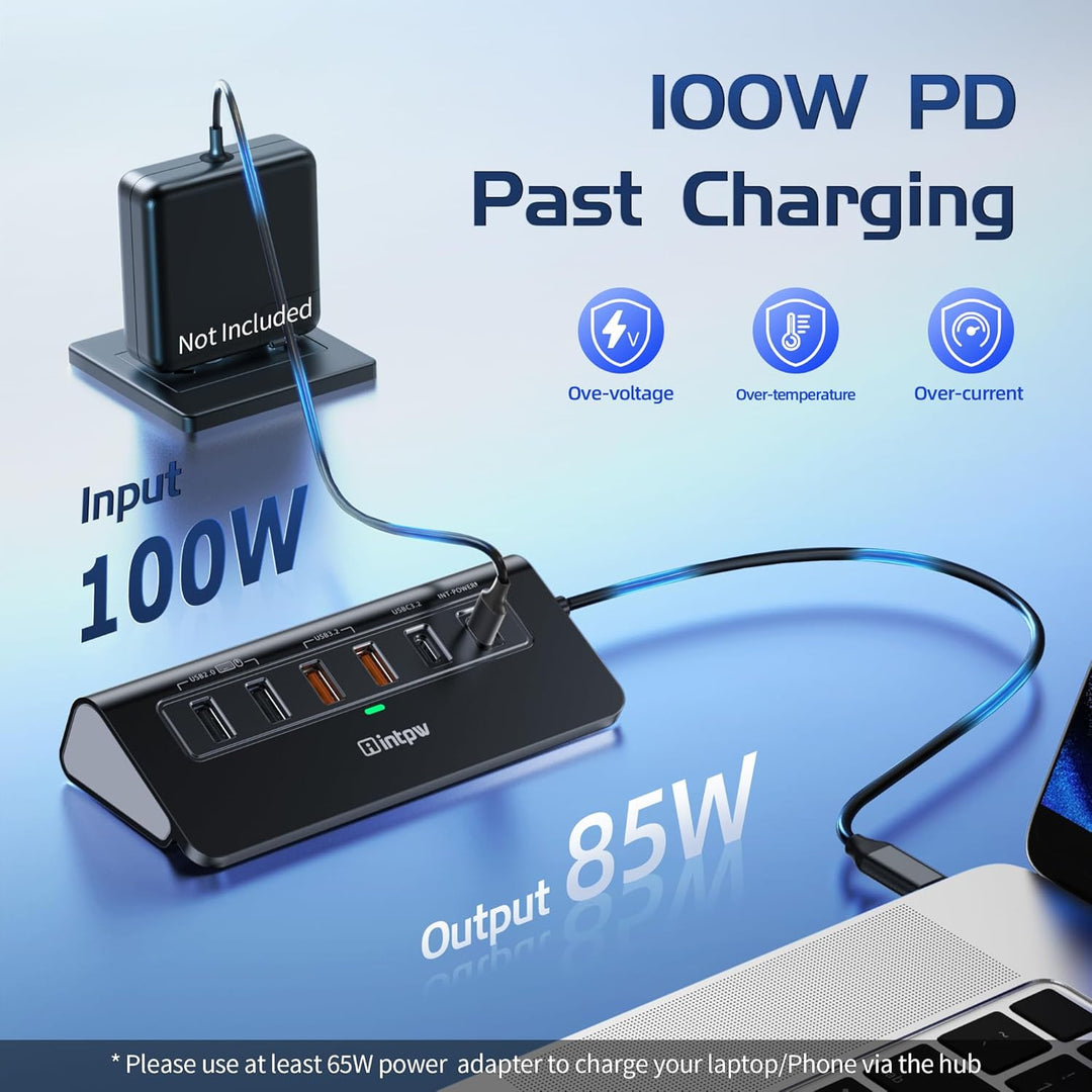 P9R PRO USB C Hub, 10-in-1 USB C Docking Station mit 1Gbps Ethernet,1M Kabel， 4K@60Hz HDMI, 10Gbps 2