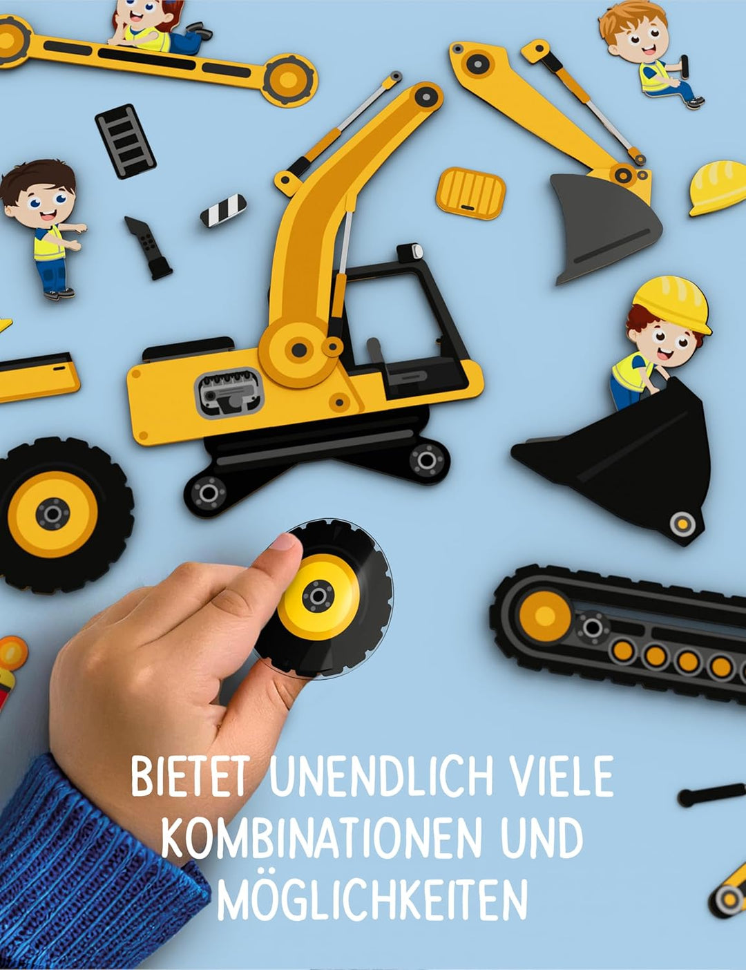 Baustelle - Das erste Stickerbuch für Kinder zum Tüfteln, Bauen & Kombinieren - Wiederverwendbares S